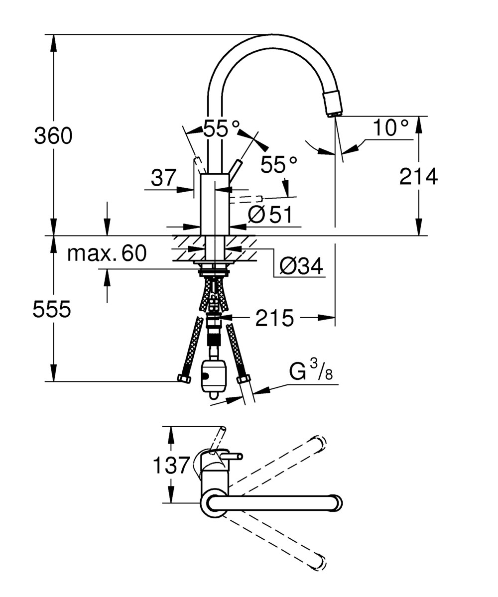GROHE Concetto Gooseneck Pull-Out Kitchen Mixer