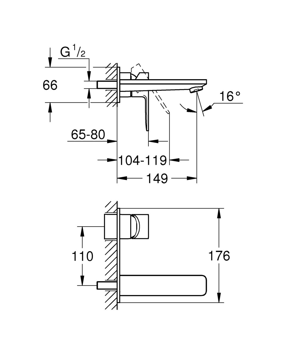 GROHE Lineare Wall Basin Mixer Trim With 149mm Spout