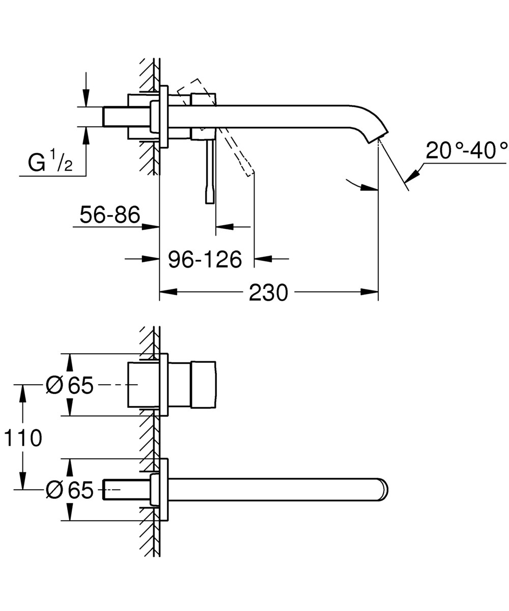 GROHE Essence Wall Basin Mixer Trim With 230mm Spout
