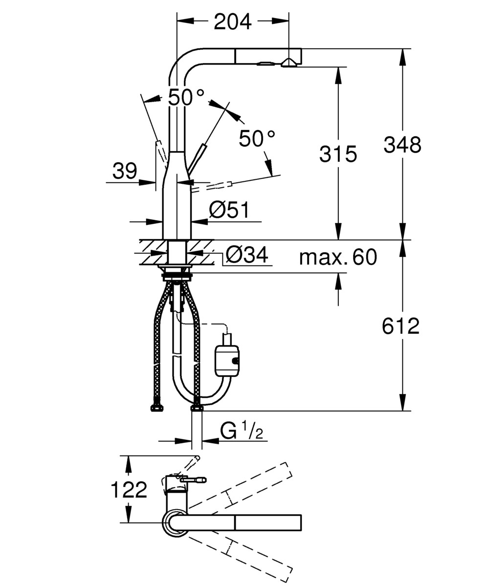 GROHE Essence Kitchen Mixer with Pull-Out Dual Spray