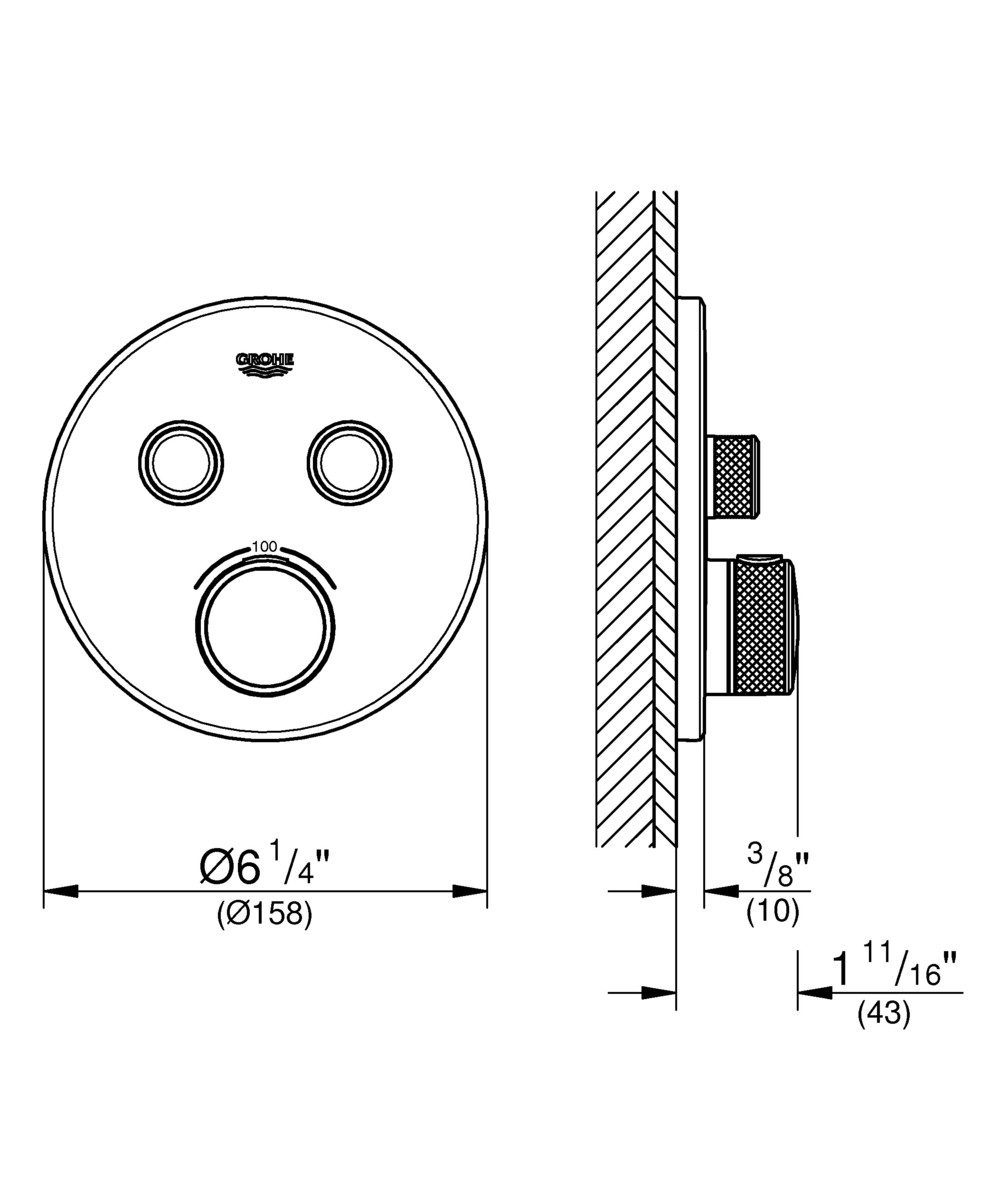 GROHE Grohtherm SmartControl Thermostat 2 Button