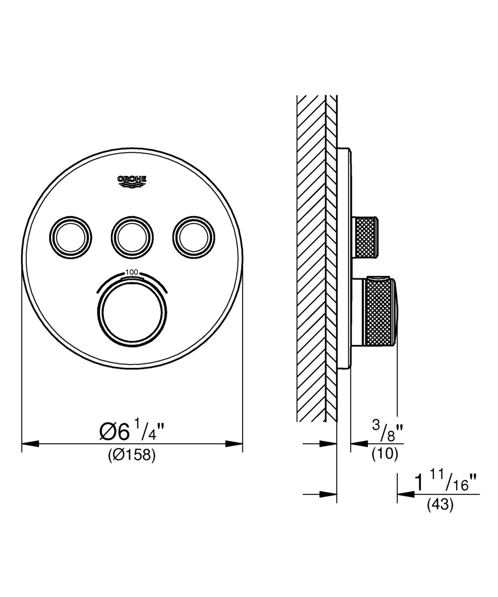 GROHE Grohtherm SmartControl Thermostat 3 Button